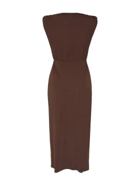 Marina braunes ärmelloses Maxikleid