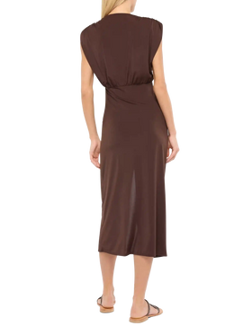 Marina braunes ärmelloses Maxikleid