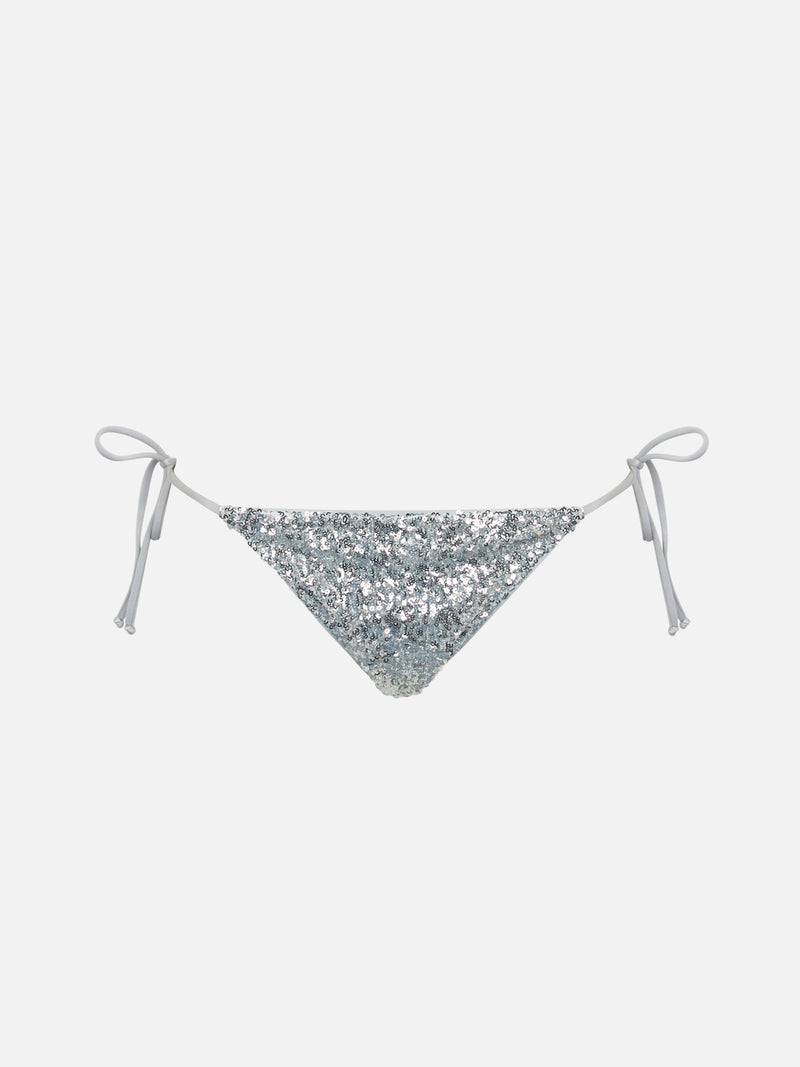 Woman silver sequins swim briefs Marielle