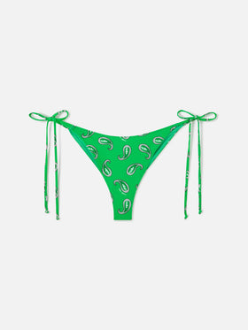 Culotte de bikini Marielle verte à imprimé paisley 