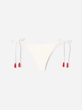 Marielle brazilian bikini bottoms in cream with tassel detail