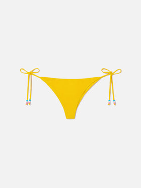 Yellow Marielle terry swim briefs with charms