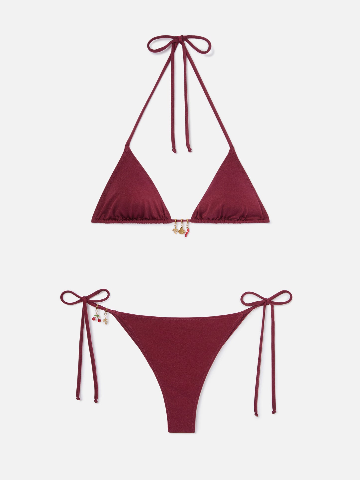 Leah Marielle Bikini mit rotem glänzendem Finish und Charms 