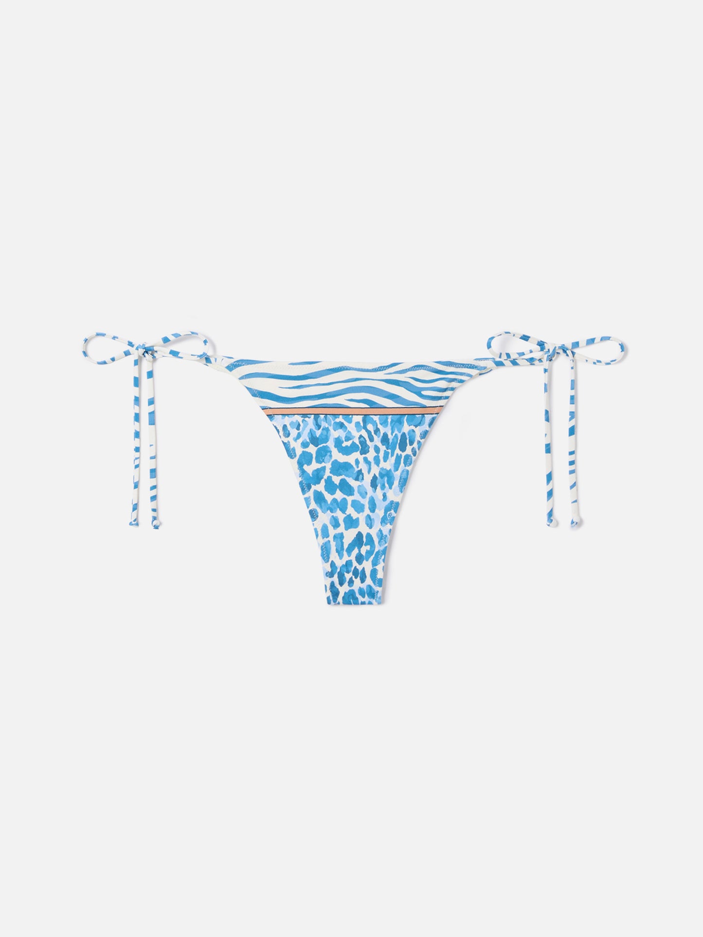 Bas de bikini brésilien Marielle avec imprimé safari bleu 