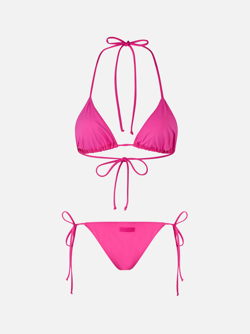 Woman fuchsia triangle bikini Leah Marielle