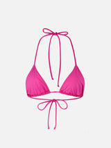 Woman fuchsia triangle top swimsuit Leah