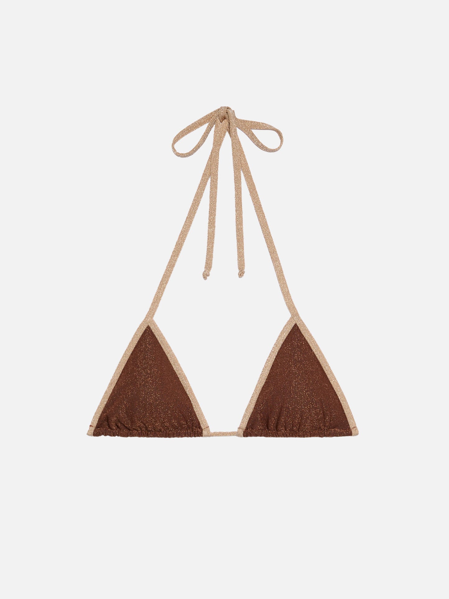 Leah brown lurex triangle top with gold piping - MC2 Saint Barth