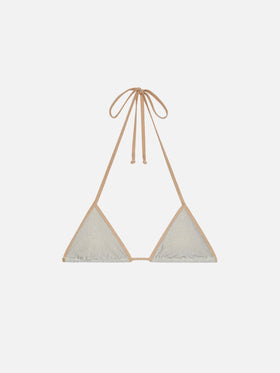 Leah silver lurex triangle top with gold piping