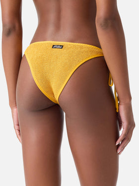 Slip mare Marielle string crinkle ocra tinta unita