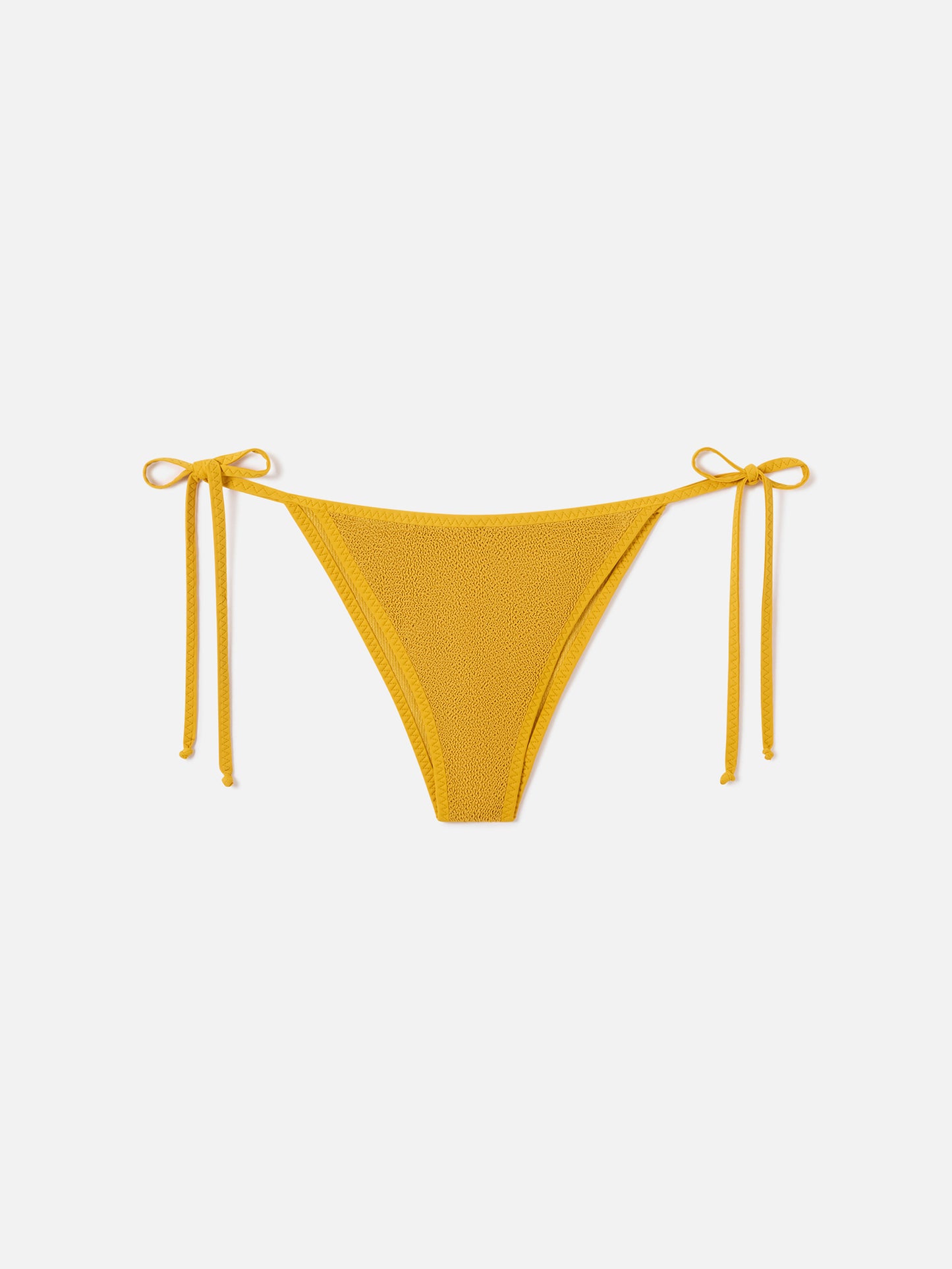 Slip mare Marielle string crinkle ocra tinta unita