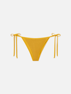 Slip mare Marielle string crinkle ocra tinta unita