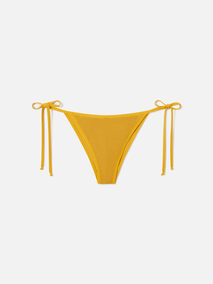 Ochre crinkle Marielle string swim briefs