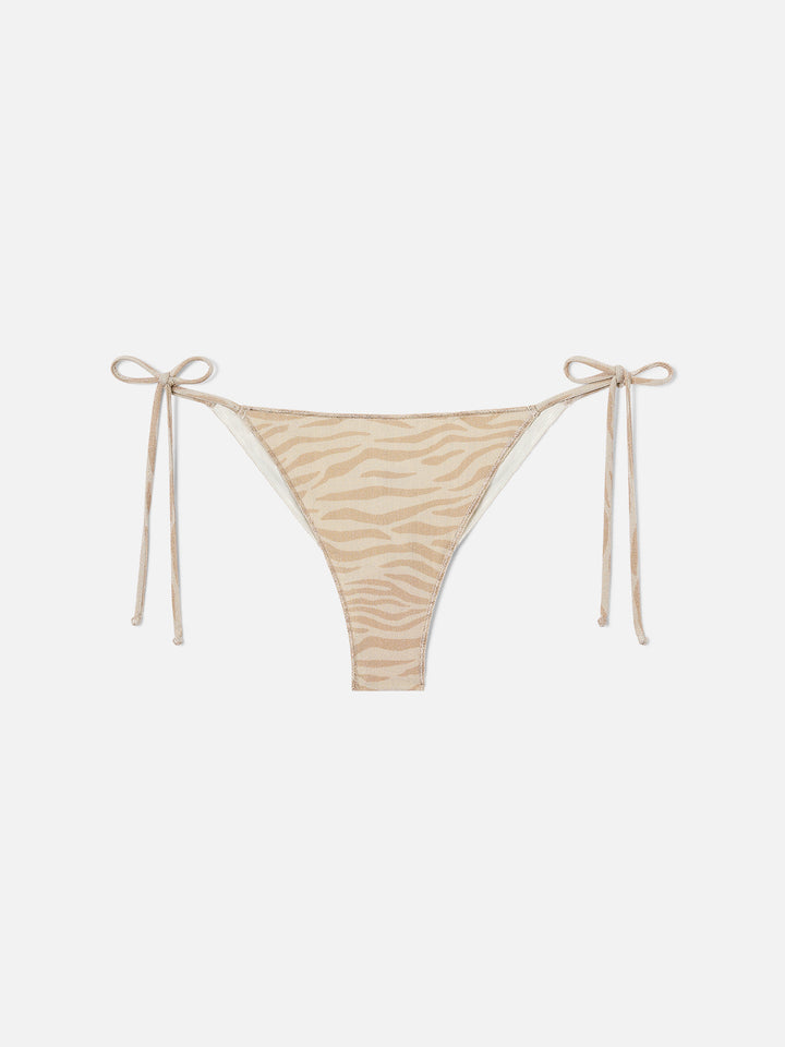 Bas de bikini brésilien Marielle Overlock animalier en lurex 