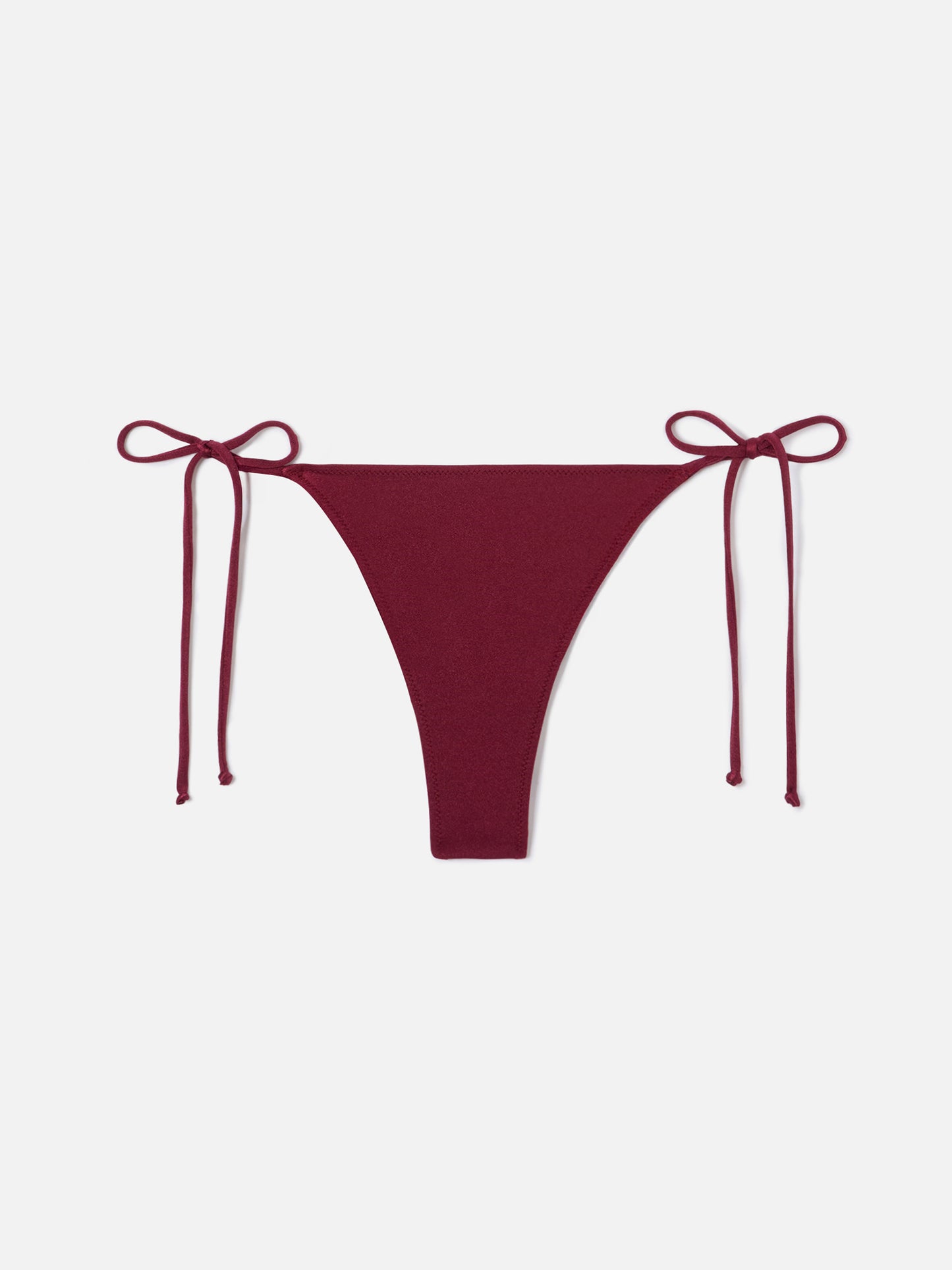 Marielle Plate brazilian bikini bottoms in burgundy glossy-finish fabric