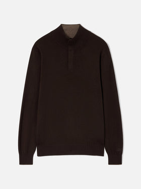 Marlow mit Funnel Neck in Braun aus Merinowolle und Kaschmir 