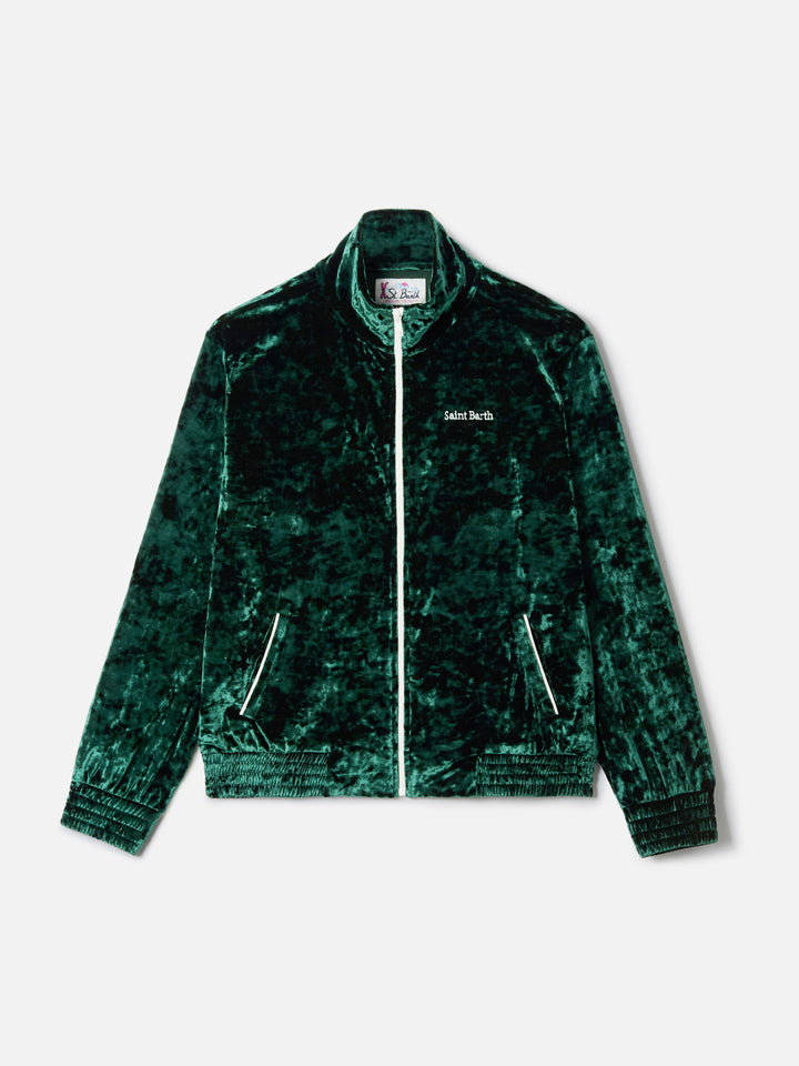 Miriam green chenille sweatshirt with embroidery