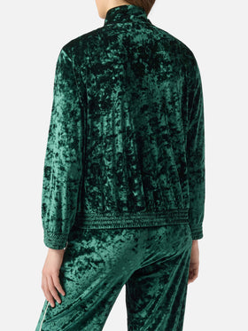 Sweat-shirt Miriam vert en chenille avec broderie 