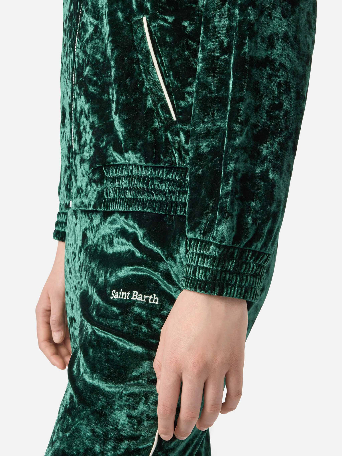 Sweat-shirt Miriam vert en chenille avec broderie 