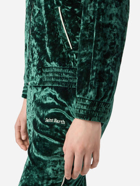 Sweat-shirt Miriam vert en chenille avec broderie 