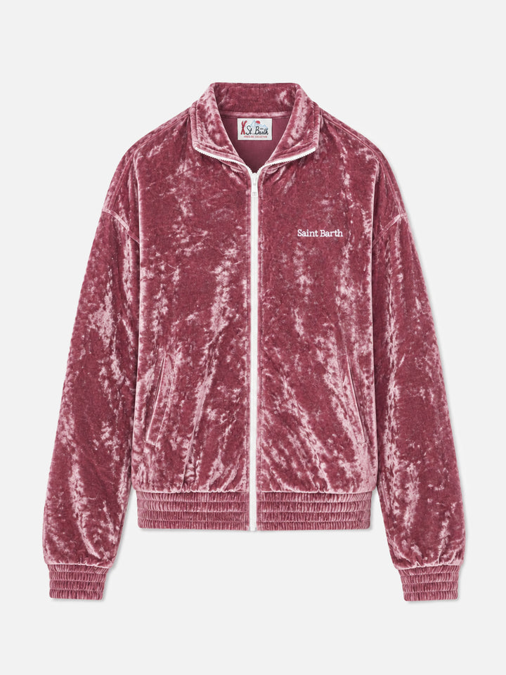 Miriam pink chenille zip hoodie