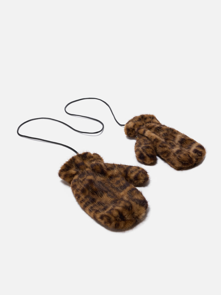 Muffy Gloves in beige faux fur