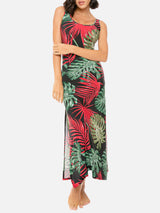 Long tank dress vintage leaves print