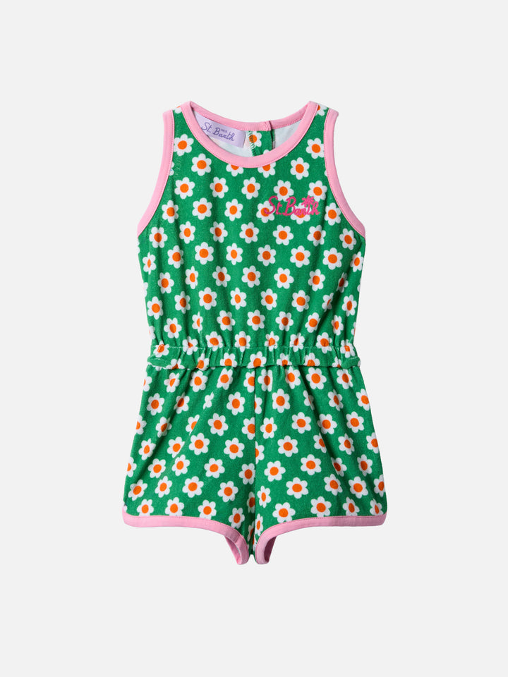 Terry romper suit with daisy print