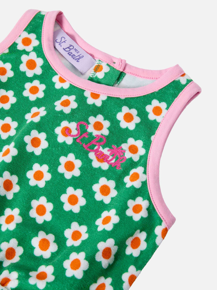Terry romper suit with daisy print