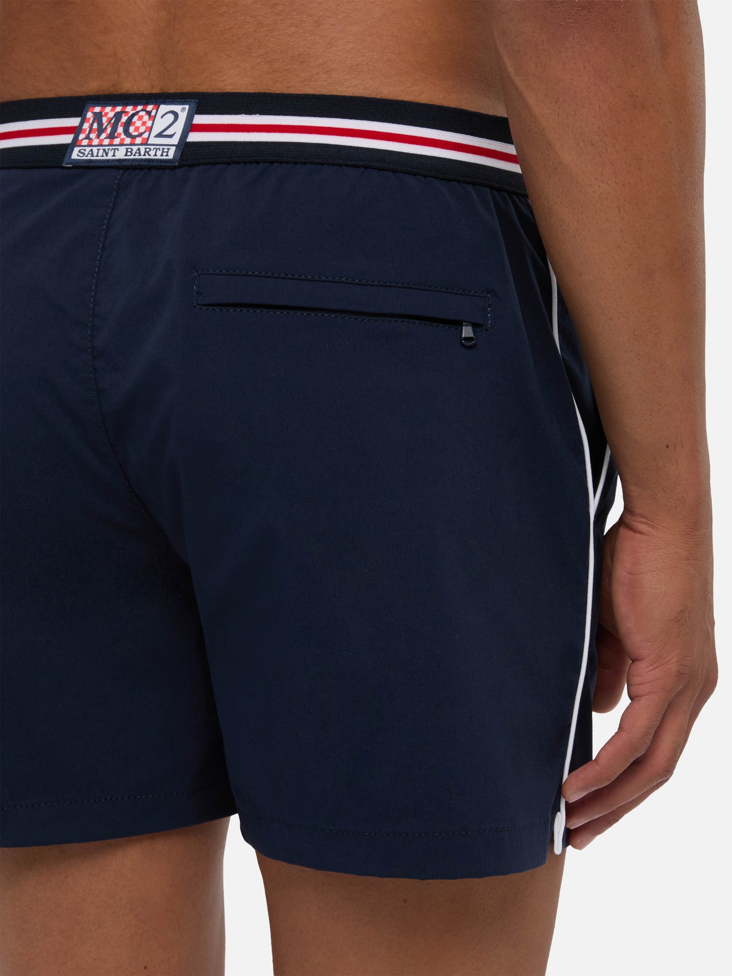 Navy blue fitted cut swim shorts Nad