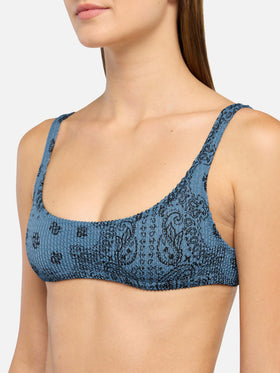 Naima crinkle classic bralette top with bandanna print