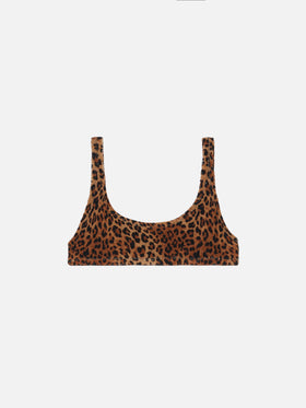 Naima crinkle classico top a bralette con stampa animalier