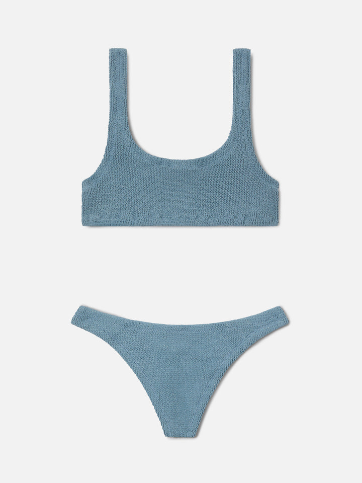 Naima Naomi light blue crinkle lurex bikini