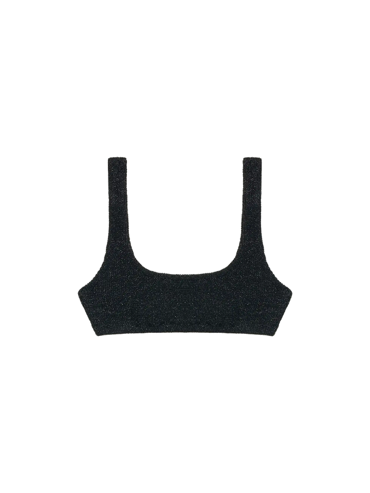 Naima – Klassisches Bralette-Top aus schwarzem Lurex in Crinkle-Optik