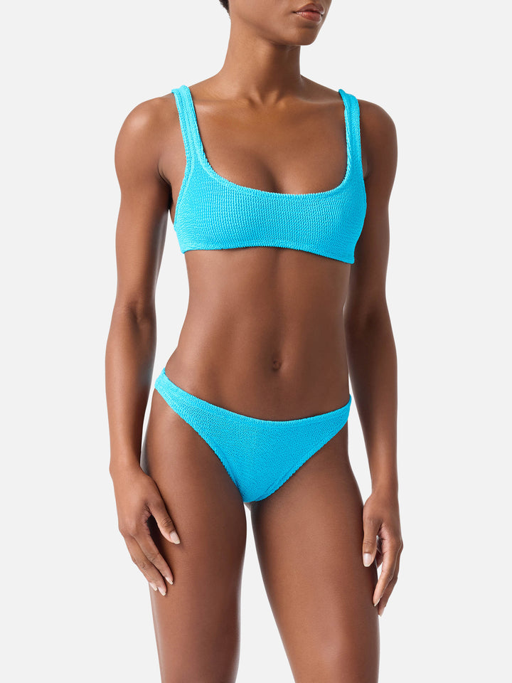 Naima Naomi turquoise crinkle bikini