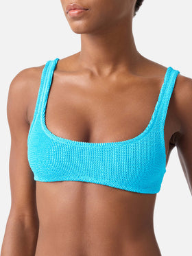 Naima Naomi Bikini aus türkisfarbenem Crinkle-Stoff 