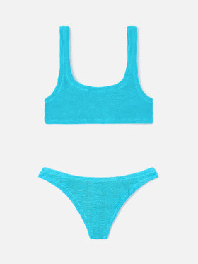 Naima Naomi Bikini aus türkisfarbenem Crinkle-Stoff 