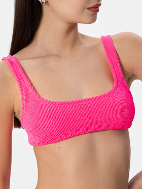 Bralette classica crinkle da donna rosa fluo Naima