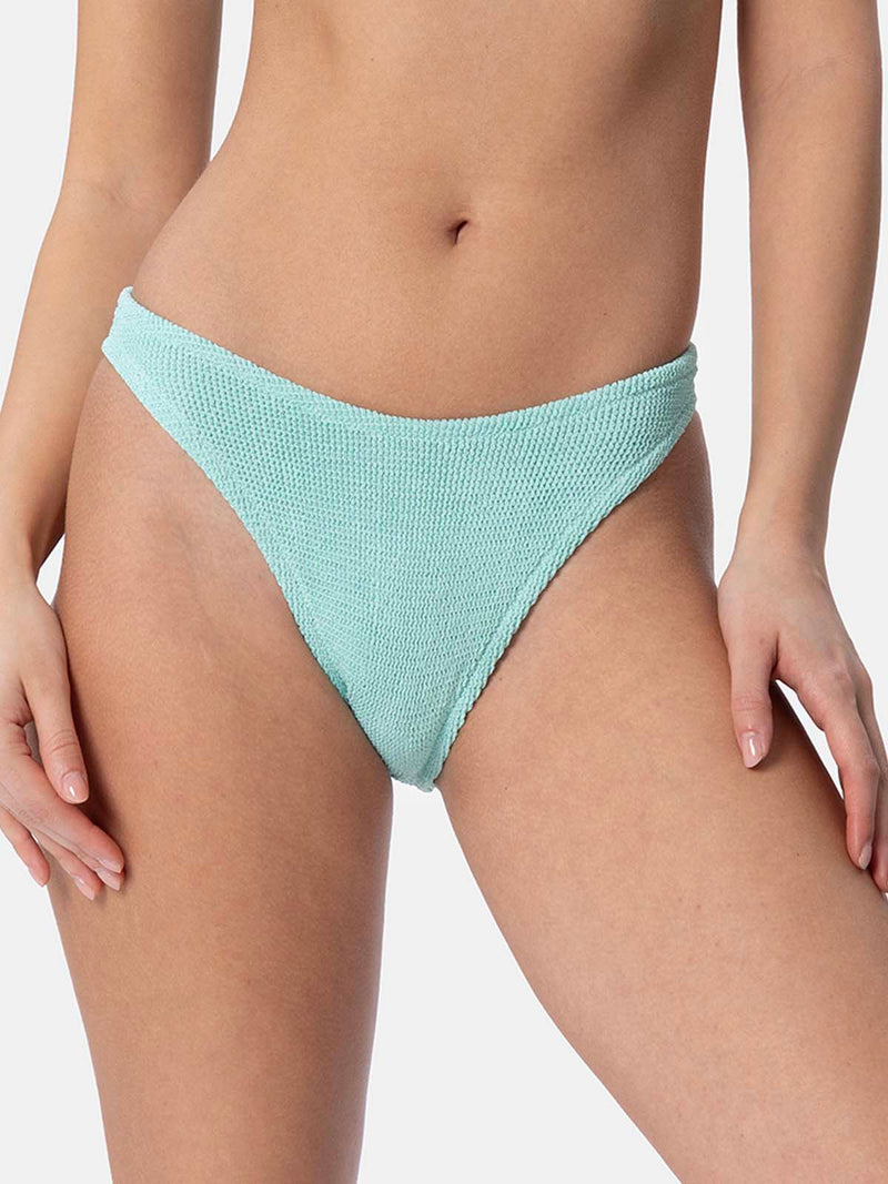 Woman sage green lurex classic crinkle swim briefs Elise