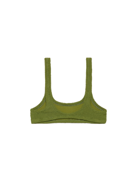 Naima military green crinkle classic bralette top