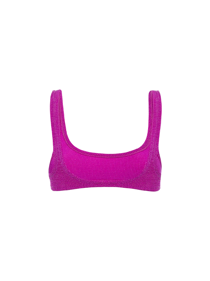Klassisches Crinkle-Bralette für Damen in Fuchsia aus Lurex Naima