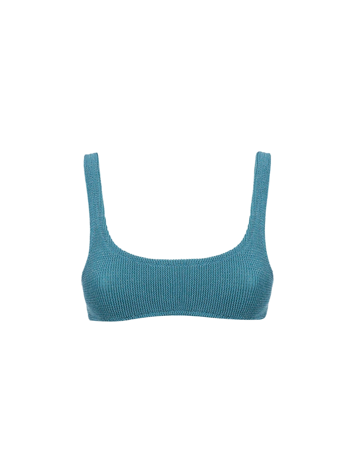 Blaugrünes klassisches Lurex-Crinkle-Bralette für Damen Naima