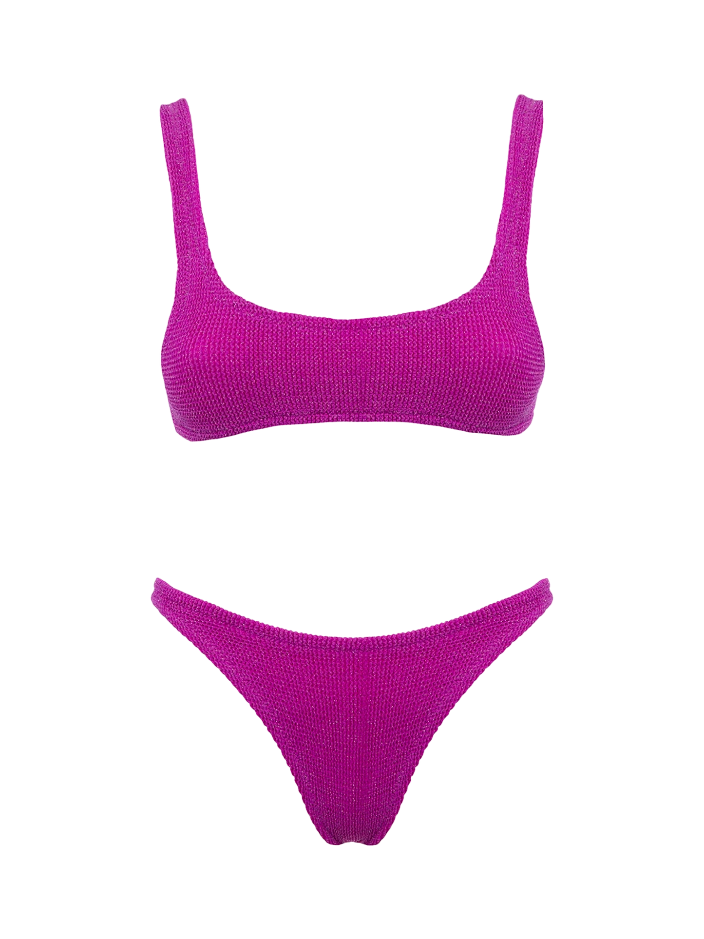 Damen-Bikini mit klassischem Crinkle-Bralette aus fuchsiafarbenem Lurex Naima Naomi