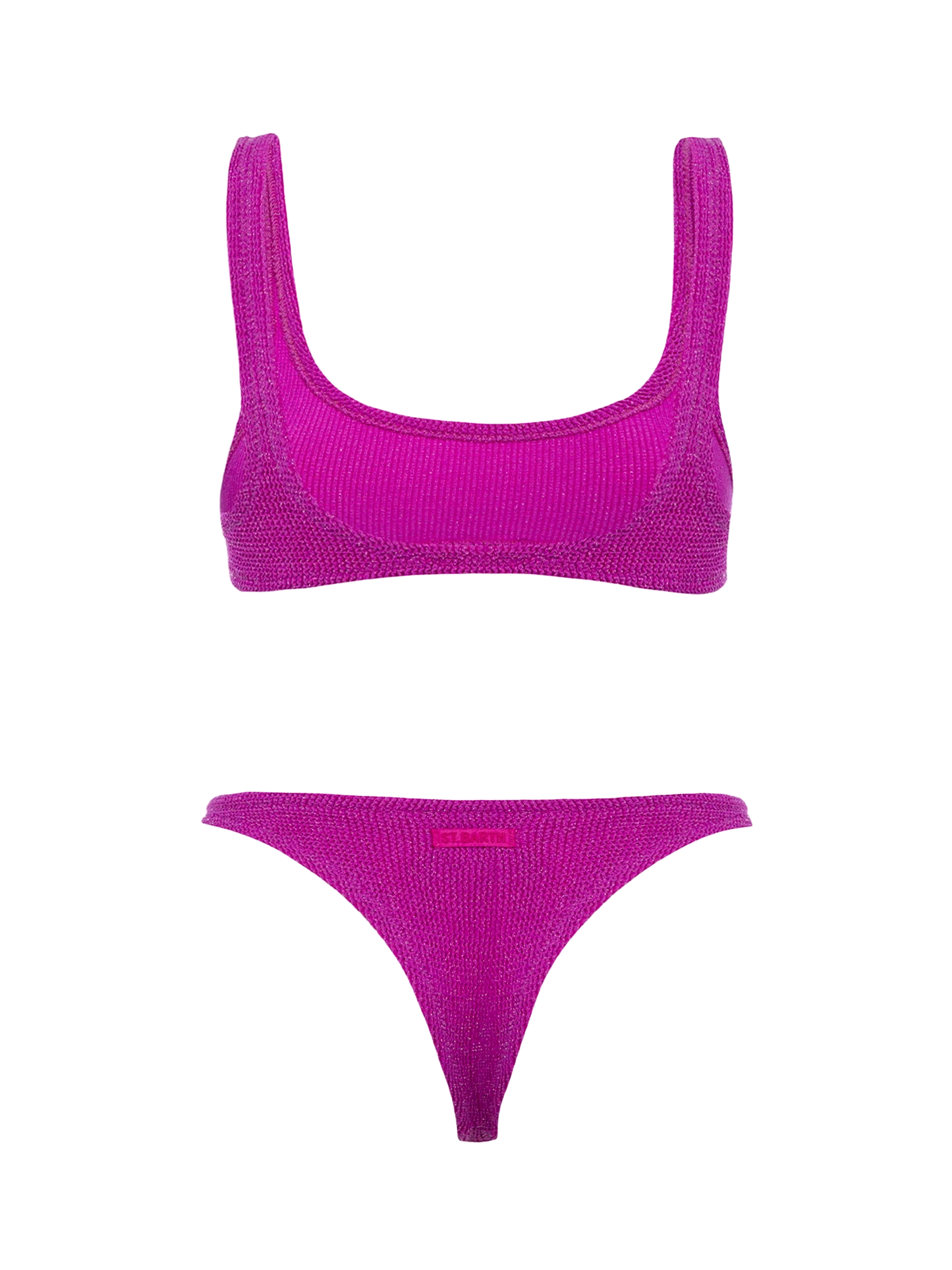 Damen-Bikini mit klassischem Crinkle-Bralette aus fuchsiafarbenem Lurex Naima Naomi