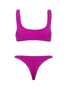 Damen-Bikini mit klassischem Crinkle-Bralette aus fuchsiafarbenem Lurex Naima Naomi