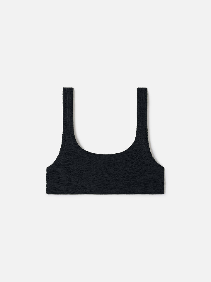 Top bikini Naima bralette in tessuto crinkle nero