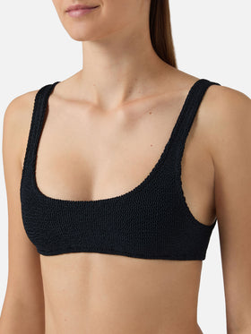 Naima bralette bikini top in black crinkle fabric