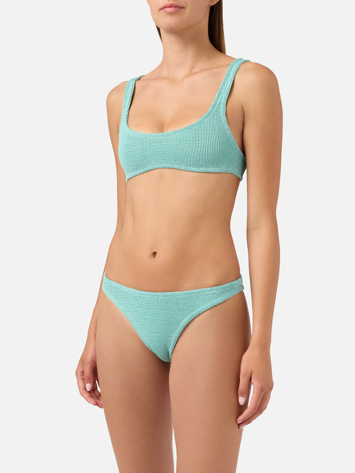 Bikini Naima Elise de efecto crinkle en verde salvia 
