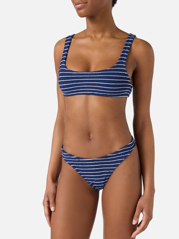 Bikini Naima Elise crinkle blu a righe