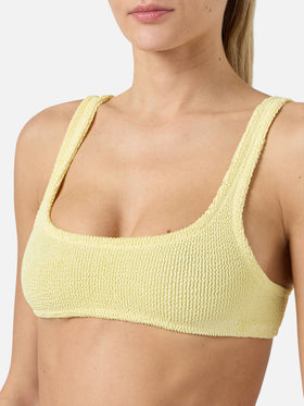 Naima Naomi yellow crinkle bikini