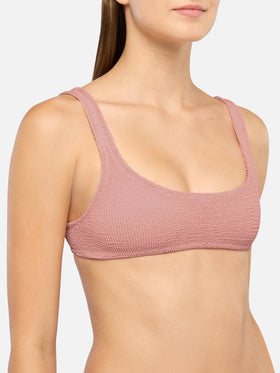 Bikini a bralette Naima Naomi in tessuto crinkle rosa con slip cheeky